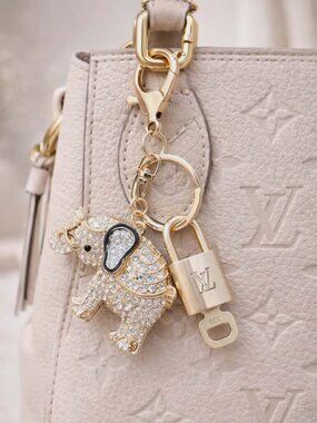 Authentic Louis Vuitton Gold Padlock 🔒 Key Set w/ Unbranded Elephant Bag Charm